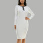 Womens Nina Leonard Long Sleeve Ribbed Bow Trim Sweater Dress - image 1