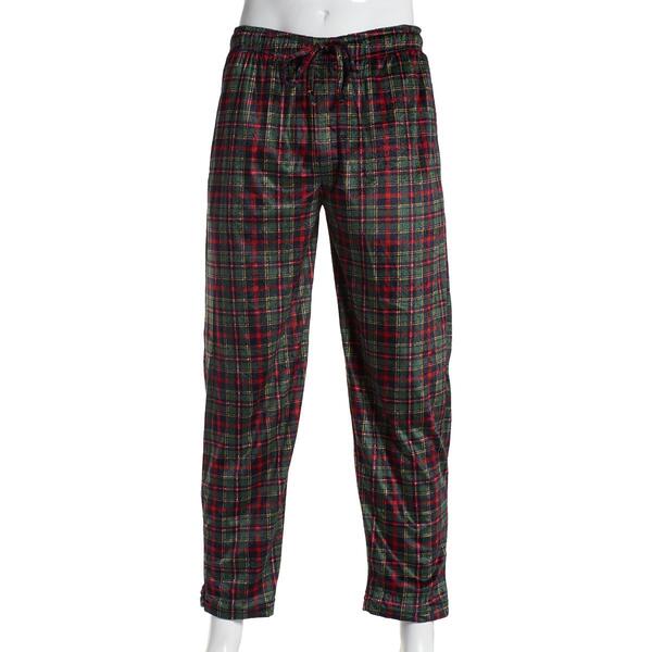 Mens Preswick & Moore Plaid Silky Fleece Pajama Pants - Green - image 