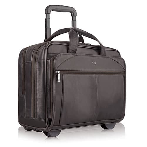 Solo Executive Leather Rolling Case - Dark Brown - image 