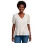 Womens Adrianna Papell Short Sleeve V Neck Lace Ruffle Blouse - image 1