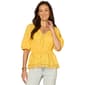 Womens Democracy Elbow Bubble Sleeve Split Neck Crochet Peplum - image 1