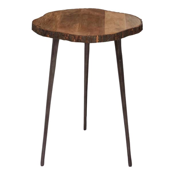 9th & Pike(R) Brown Rustic Aluminum Rustic Bark Accent Table - image 