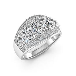 Moluxi&#8482; Sterling Silver 3.2ctw. Moissanite Ring