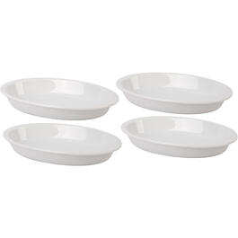 Home Essentials 8in. White Porcelain Deep Oval Baker - Set of 4