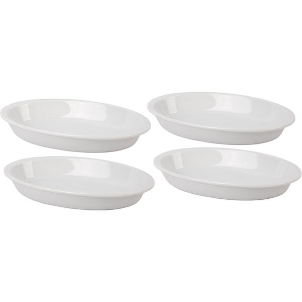 Home Essentials 8in. White Porcelain Deep Oval Baker - Set of 4 - image 