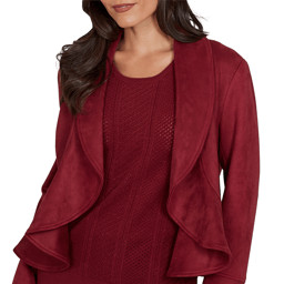 Petite Emaline Country Code Faux Suede Open Front Jacket