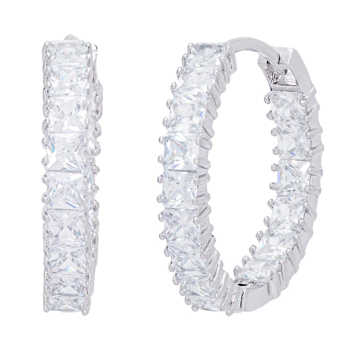 Plated CZ Hoop Earrings