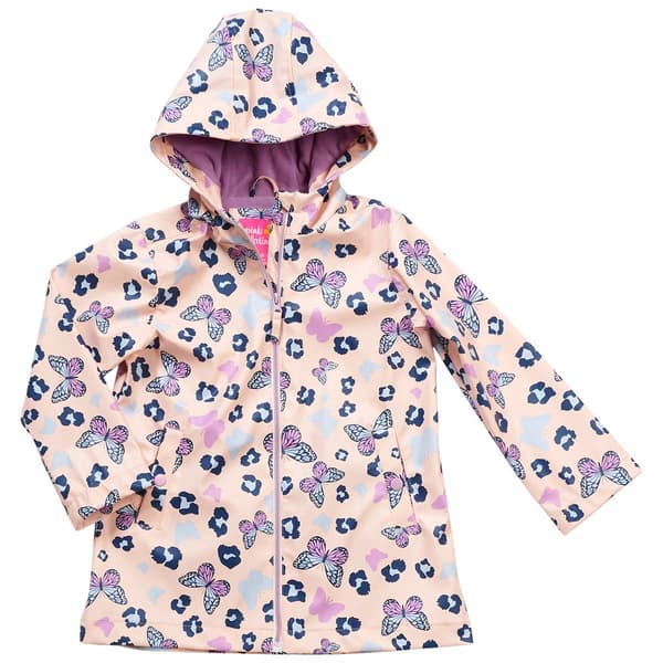 Toddler Girl Pink Platinum® Butterfly Leopard Raincoat - image 