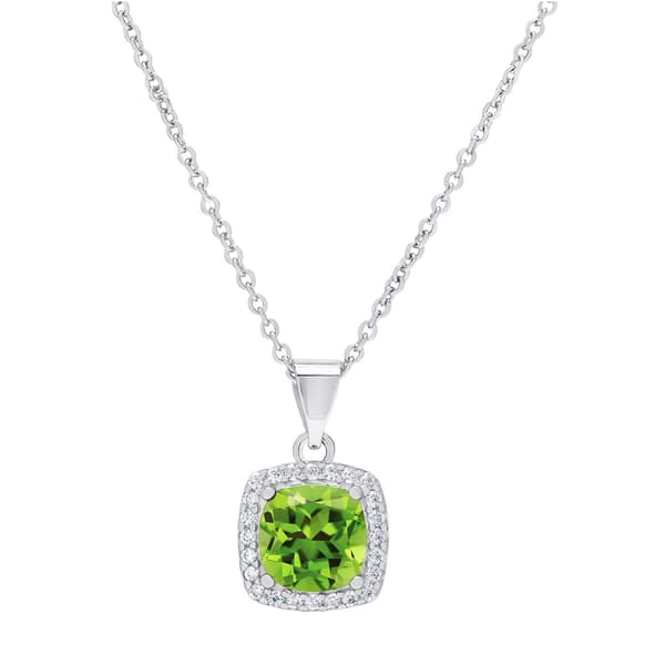 Gianni Argento Peridot Cushion Pendant Necklace - image 