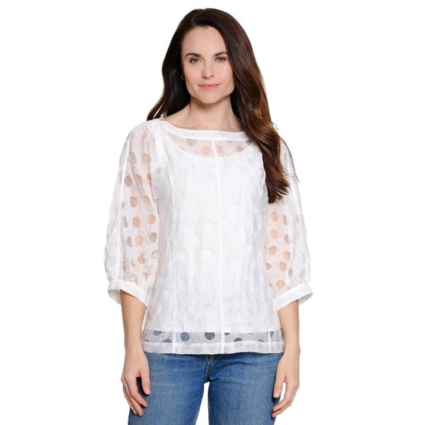 Womens Ali Miles 3/4 Sleeve Burn Out Dot Blouse
