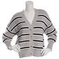 Juniors Pink Rose Shaker Stitch Boxy Striped V-Neck Cardigan - image 1