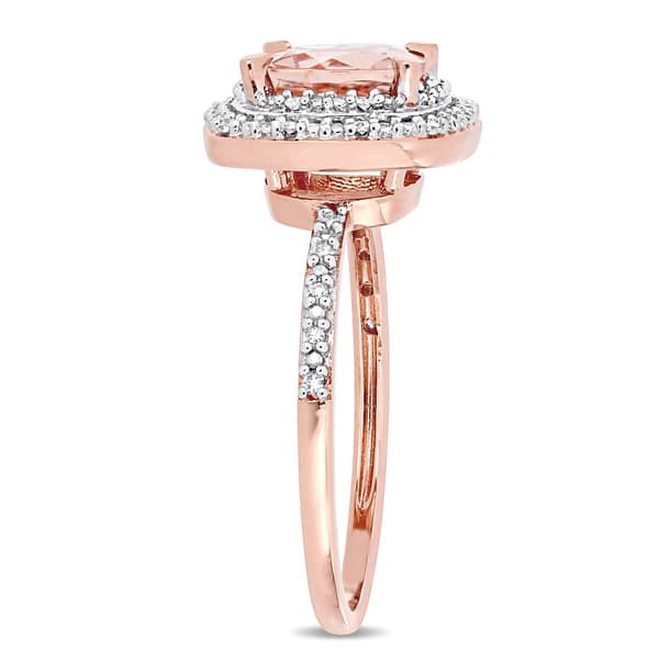 Gemstone Classics&#8482; 14kt. Rose Gold Halo Morganite Ring