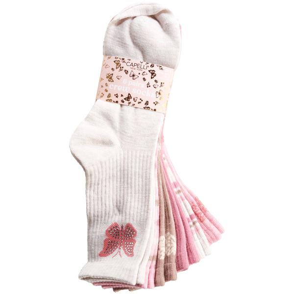 Girls Capelli(R) New York 6pk. Butterfly Crew Socks w/ Gems