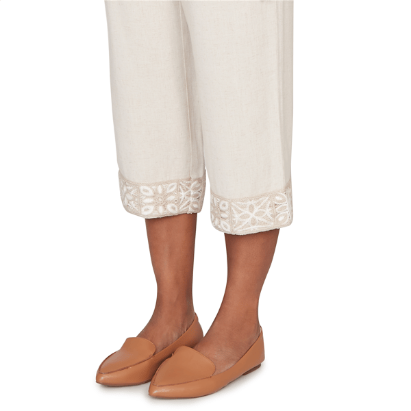 Womens Alfred Dunner Natural Wonder Embroidered Linen Capris