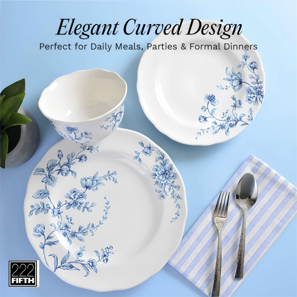 222 Fifth Bellamy Porcelain 12pc. Dinnerware Set - Service for 4