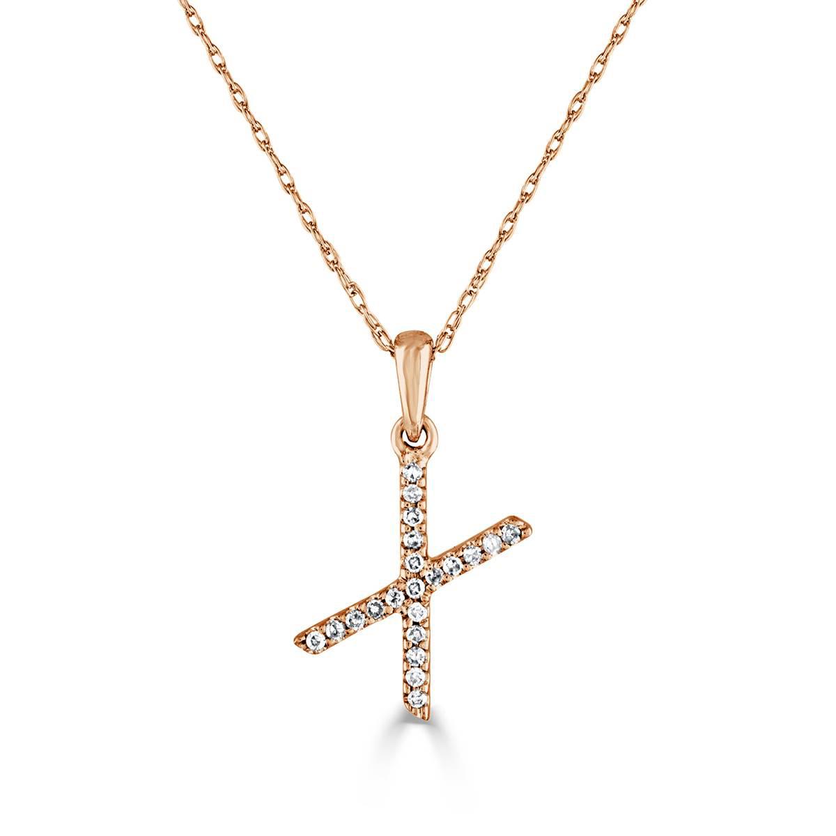 Diamond Classics™ 14kt. Rose Gold Initial X Letter Necklace