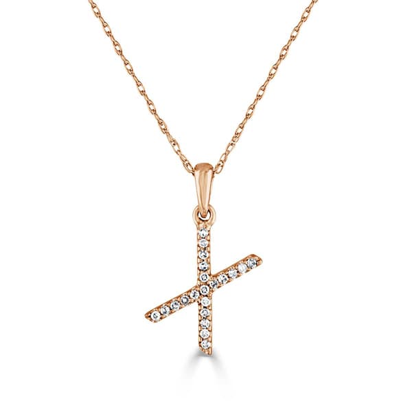 Diamond Classics(tm) 14kt. Rose Gold Initial X Letter Necklace - image 