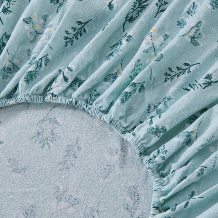 Freshfolds Turkish Cotton Snowy Botanical Flannel 4pc. Sheet Set