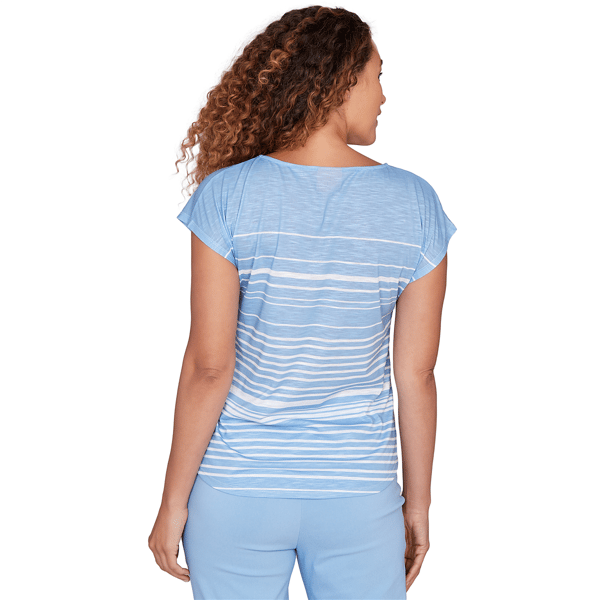 Petite Hearts of Palm Smooth Sailing Stripe Beach Scene Tee