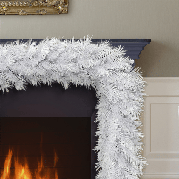 Puleo International 9ft. White Round Valley Pine Garland