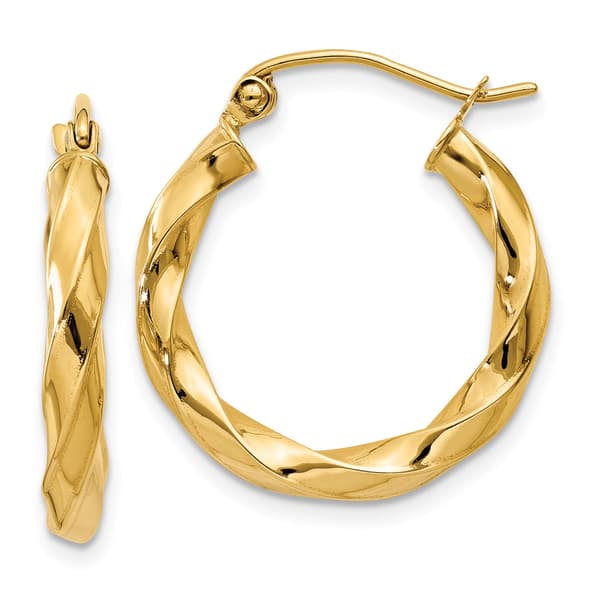 Gold Classics&#40;tm&#41; 14kt. Gold 20mm Twist Hoop Earrings - image 