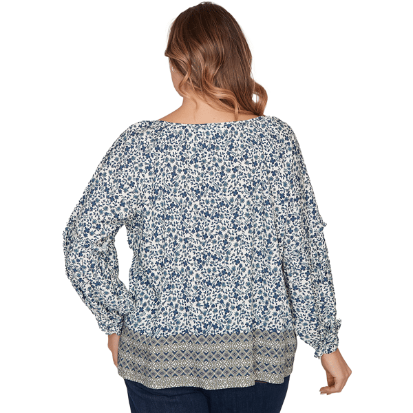 Plus Size Skye’s the Limit Fresh Start Ruffle Ditsy Floral Blouse