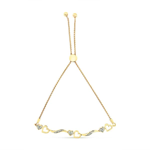 Haus of Brilliance Gold over Silver Diamond Accent Bolo Bracelet