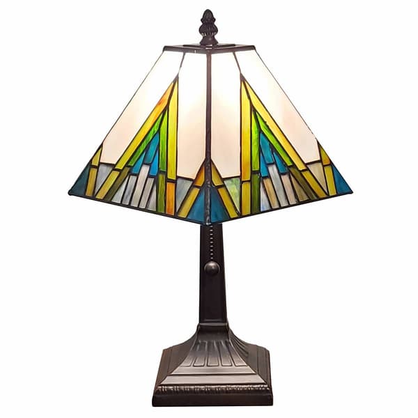 HomeRoots 15in. Stained Glass Candlestick Table Lamp