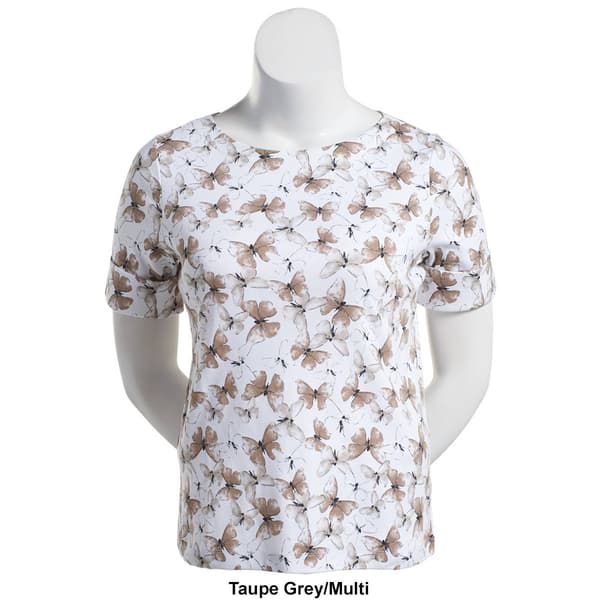 Womens Hasting & Smith Elbow Sleeve Butterflies Boat Neck Tee Boscov's