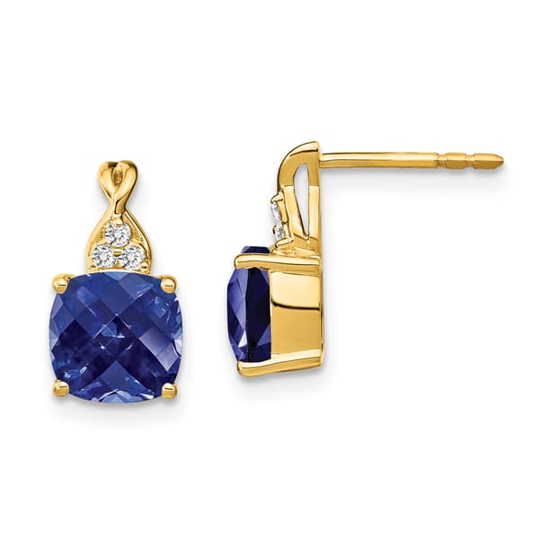 Gemstone Classics&#40;tm&#41; 14kt. Gold Blue Sapphire Diamond Earrings - image 