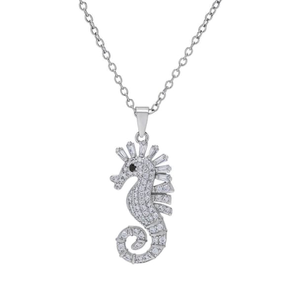 Cubic Zirconia Seahorse Pendant Necklace - image 