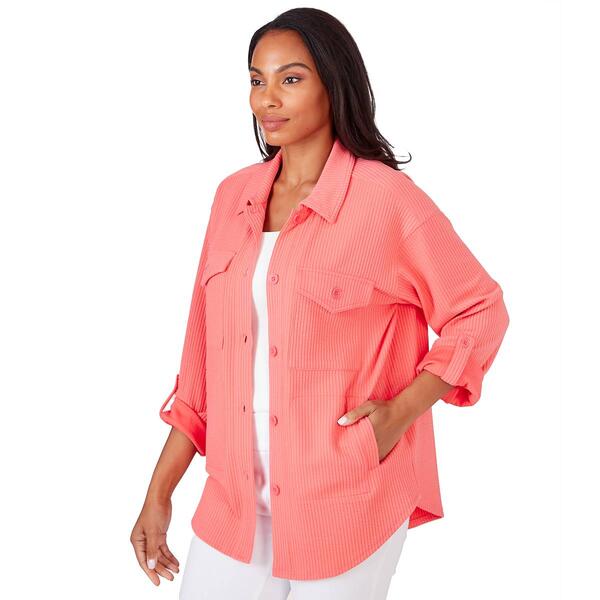 Petite Ruby Rd. Patio Party 3/4 Sleeve Striped Ottoman Jacket