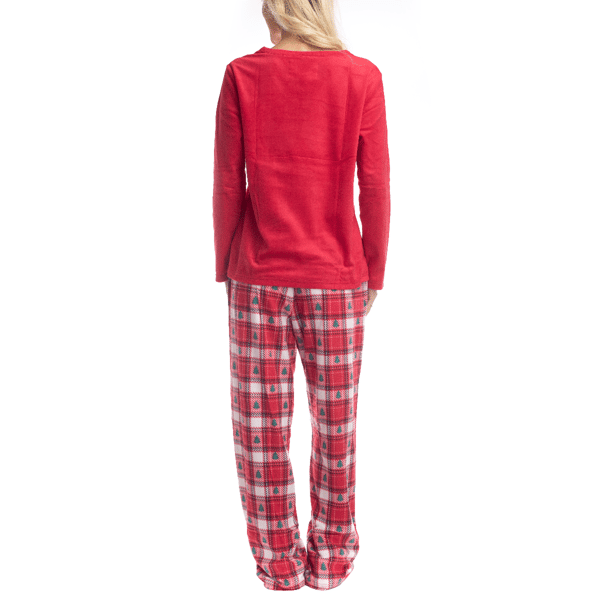 Womens Goodnight Kiss Cozy Up 3pc. Red Plaid Pajama Set