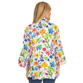 Womens Ali Miles 3/4 Sleeve Floral Button Front Blouse