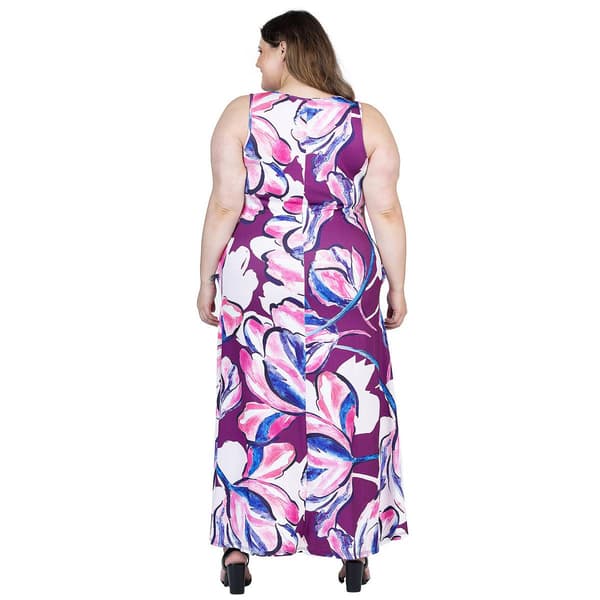 Plus Size 24/7 Comfort Apparel Floral Shift Maxi Dress