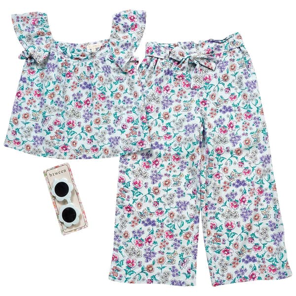 Girls (4-6x) BTween(R) Spring Flower Top & Wide Leg Pant Set