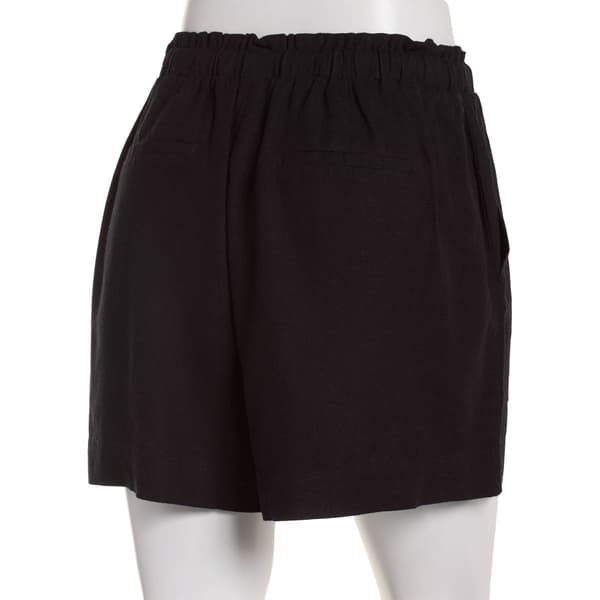Womens Nicole Miller Solid Drawcord Linen Shorts