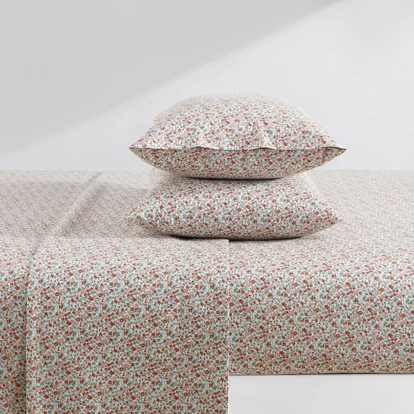 Laura Ashley Emogene 100% Cotton Orange Floral Sheet Set