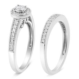 Haus of Brilliance Sterling Silver 1/2ct. Diamond Bridal Set
