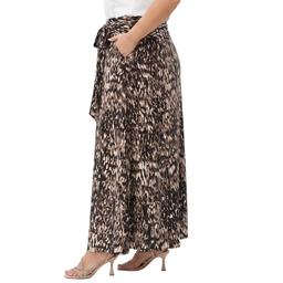 Plus Size NY Collection Tie Waist Brown Pelage Maxi Skirt