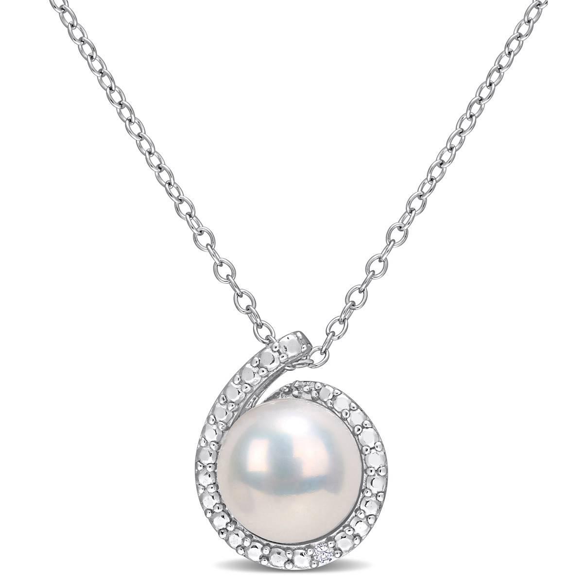 Gemstone Classics™ Pearl & Diamond Halo Pendant