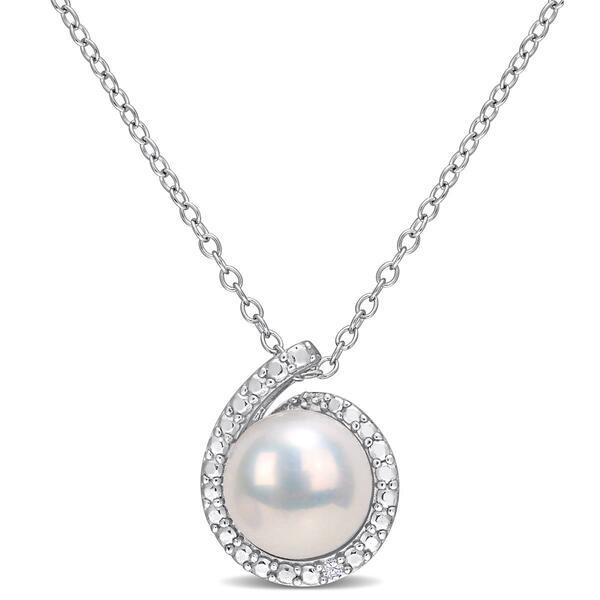 Gemstone Classics&#40;tm&#41; Pearl & Diamond Halo Pendant - image 