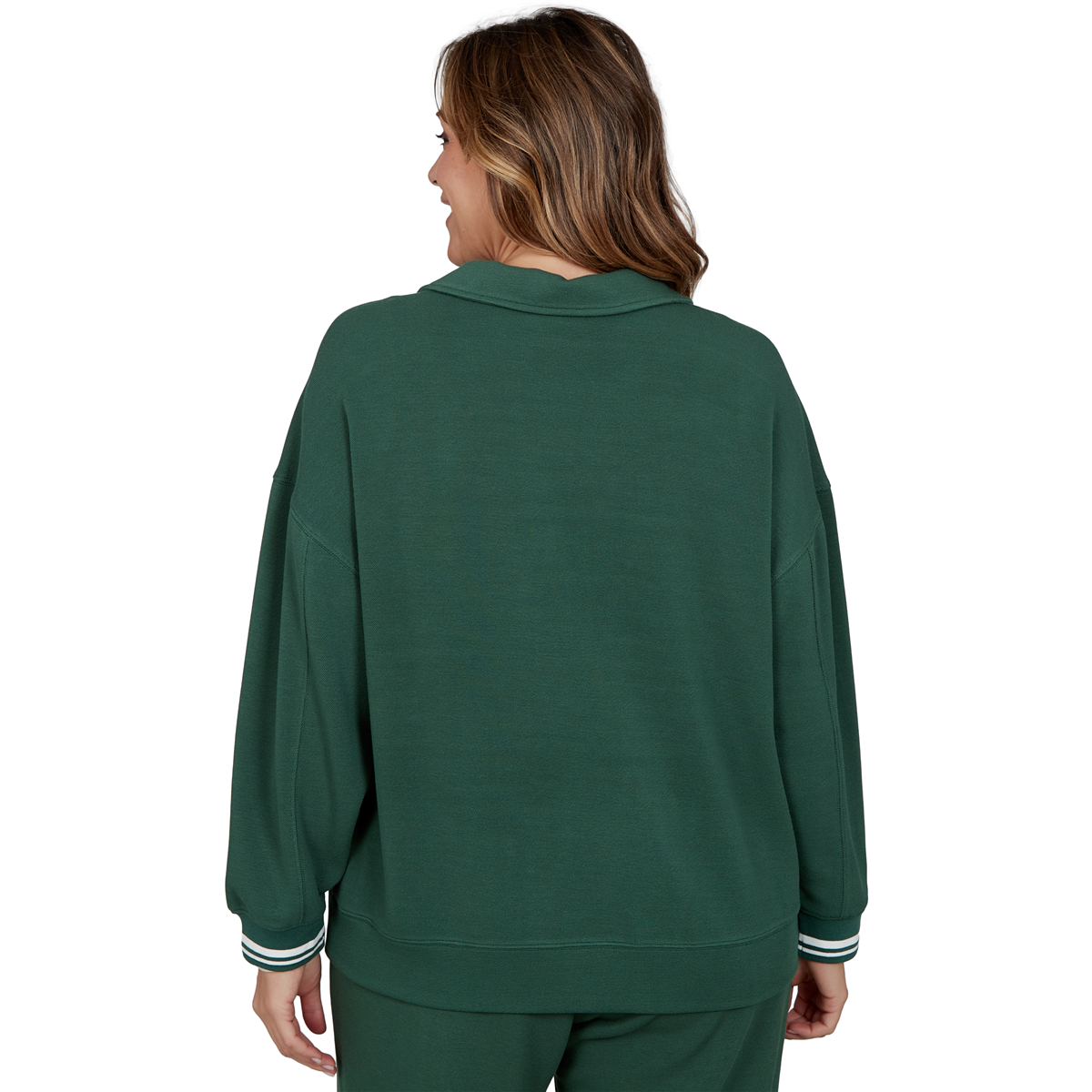 Plus Size Ruby Rd. Game of Luxe Stripe Trim Sweatshirt