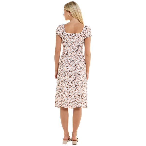 Juniors Madden Girl Challis Floral Puff Sleeve Midi Dress