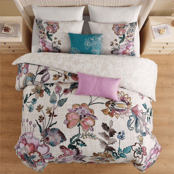 Bebejan Watercolor Jacobean Sateen 5pc. Comforter Set
