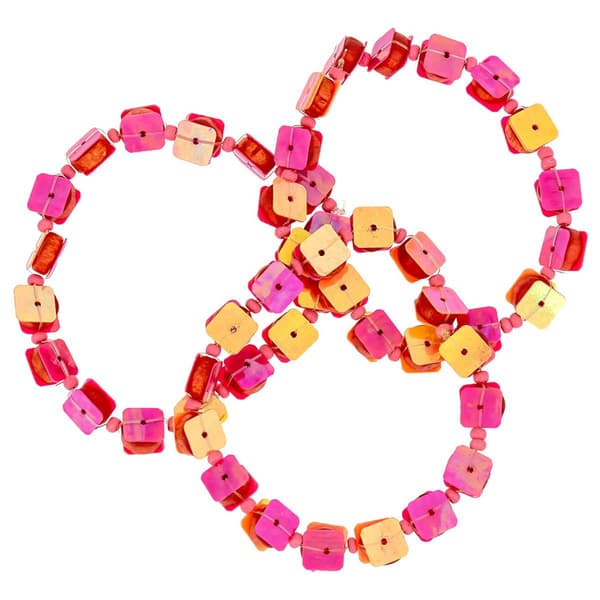 Ashley Cooper(tm) 3 Row Pink Multi Shell/Sequin Stretch Bracelet - image 