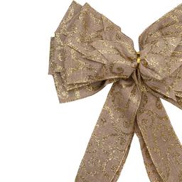 Northlight 48in. Burlap and Gold Scroll 16 Loop Christmas Bow