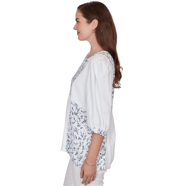 Womens Ruby Rd. French Riviera 3/4 Sleeve Mixed Floral Blouse