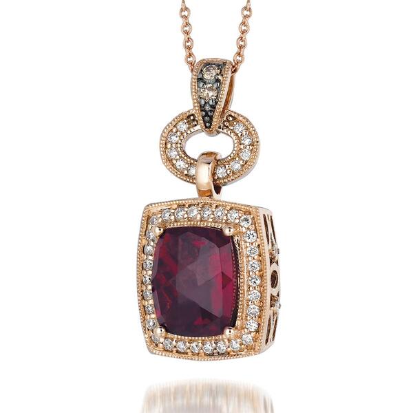 Le Vian&#40;R&#41; 14kt. Rose Gold Rhodolite Diamond Accent Pendant - image 