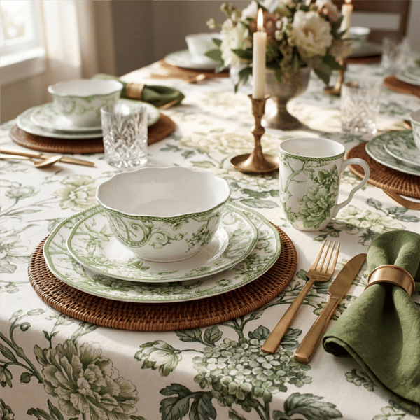 222 Fifth Adelaide Moss 16pc. Porcelain Dinnerware Set Green